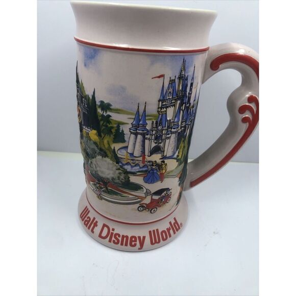 6.5" 3D Walt Disney World Stein Mug Cup Cinderella's Castle & Main Street - Picture 1 of 16